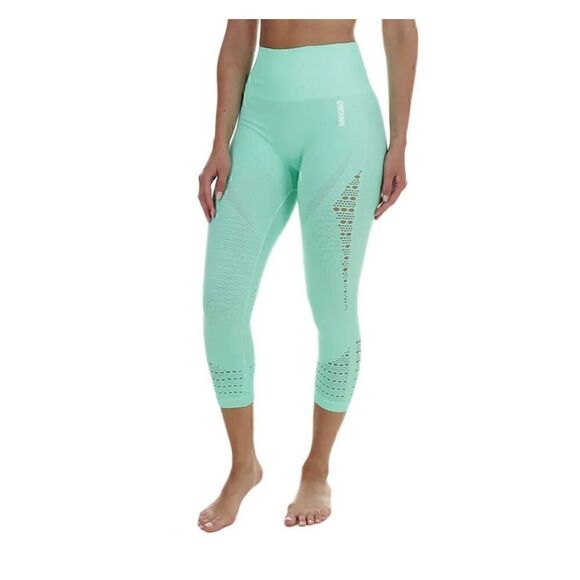 Gymshark Leggings Energy Seamless Capri Size Small Aqua Blue Cutouts - Picture 1 of 13